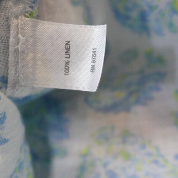 J. Jill Shirt Medium White Blue Paisley All Over Print 100% Linen - Picture 4 of 9
